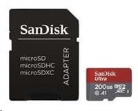 Paměťová karta SanDisk Ultra Android microSDXC 200GB 100 MB/s, A1 Class 10, UHS-I s adaptérem