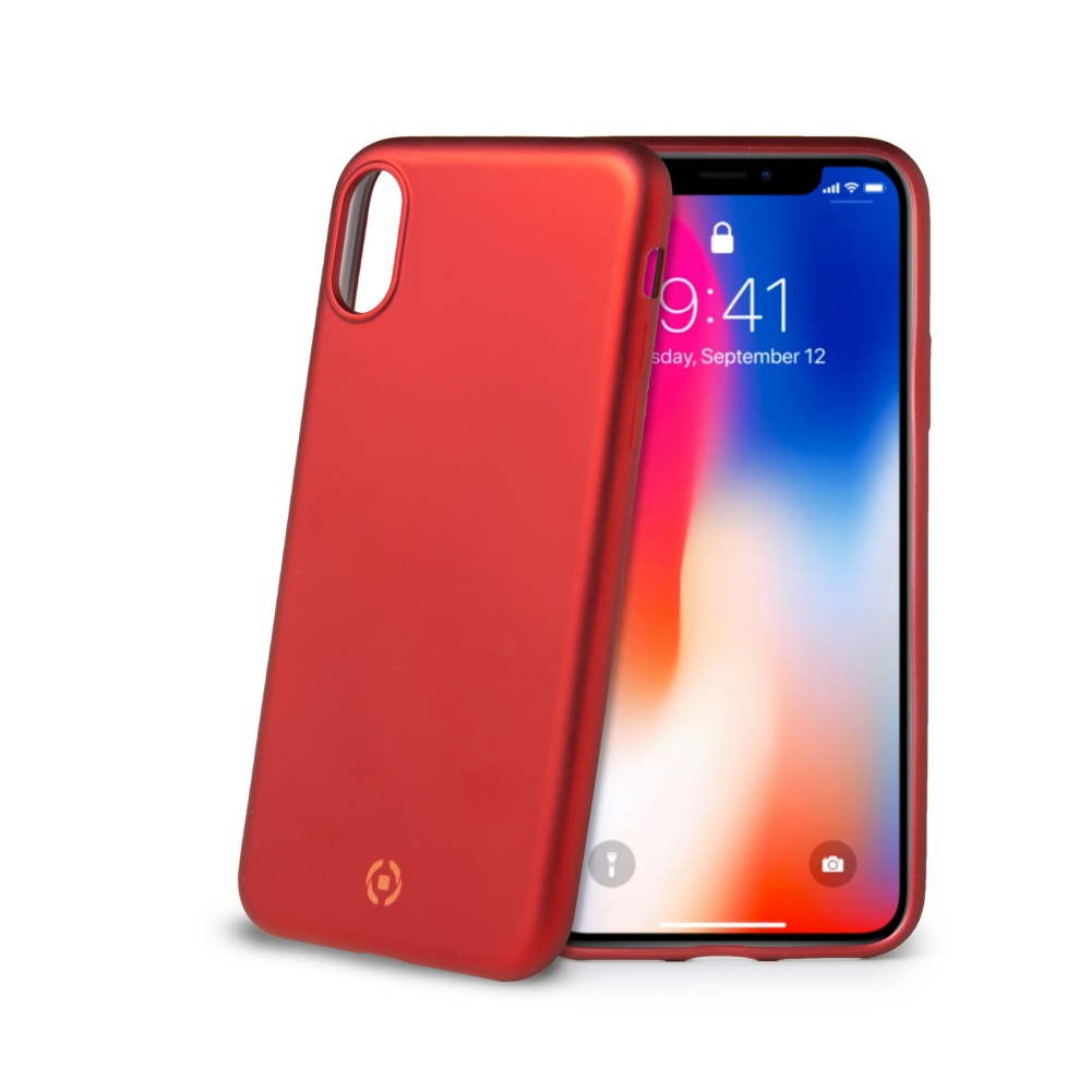 CELLY Softmatt silikonové pouzdro pro Apple iPhone X/XS, matné provedení, červená