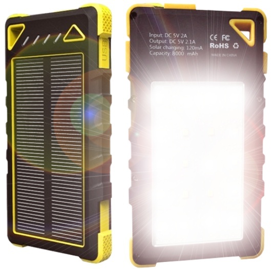 Solární outdoorová powerbanka VIKING Akula I 8000mAh, yellow