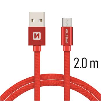 Datový kabel Swissten Textile USB / micro 2 M, red