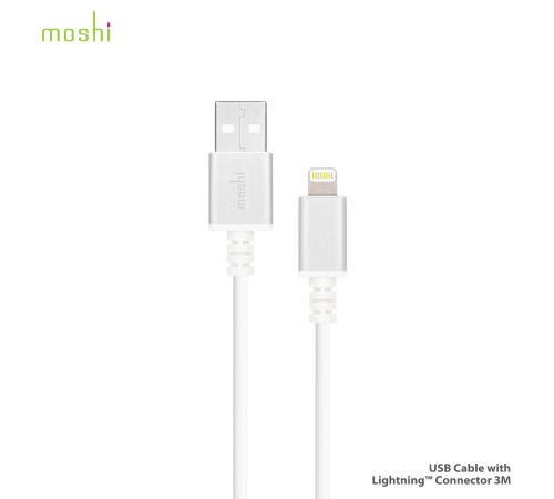 Dáta kábel Moshi s konektorom Lightning ™ 3 m biely
