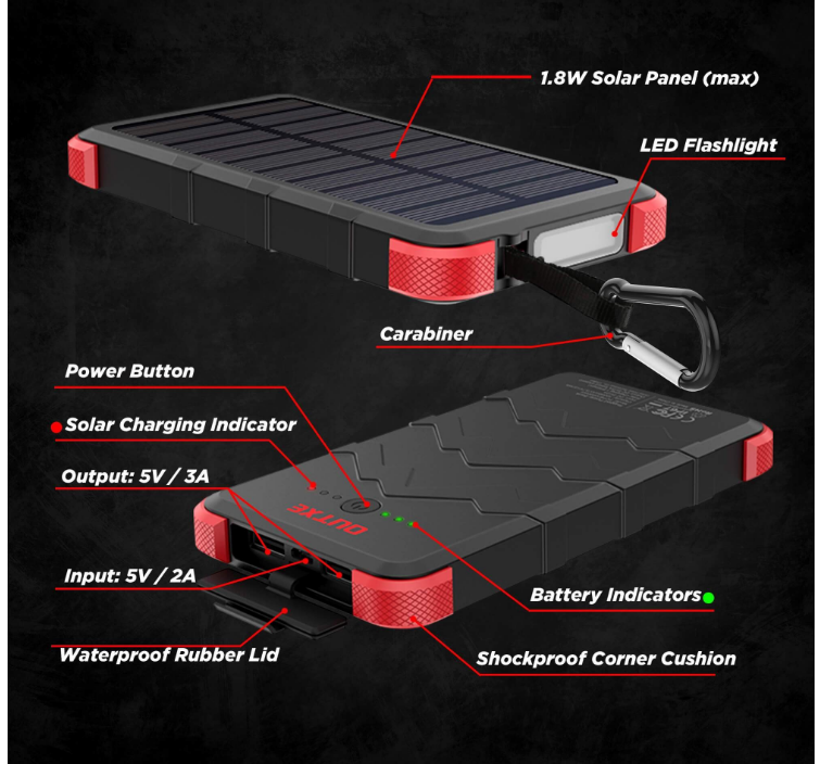 Solární powerbanka OUTXE PCB10000WS Savage 10000mAh