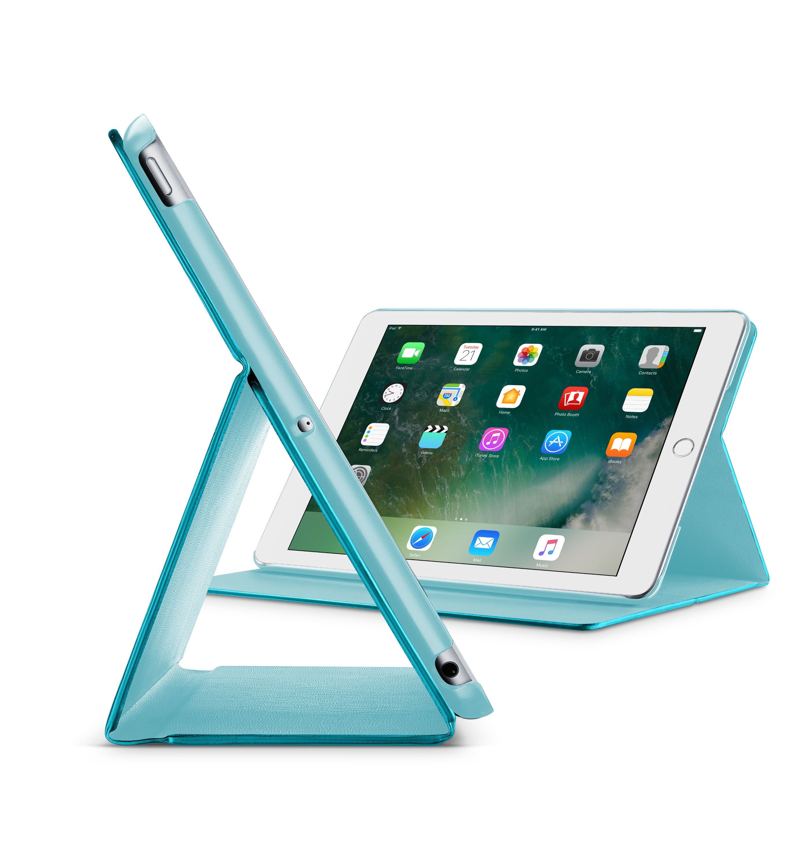 Pouzdro se stojánkem CellularLine Folio pro Apple iPad 9,7" (2018) tyrkysové