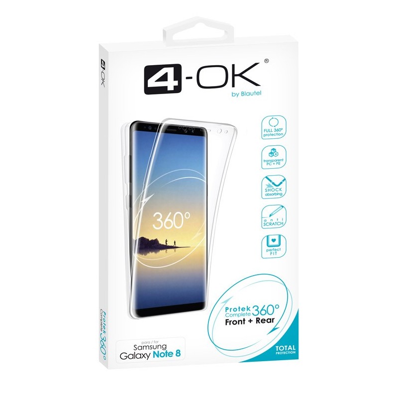 Ochranný kryt 4-OK Protek 360 pre Samsung Galaxy Note 8, transparentný
