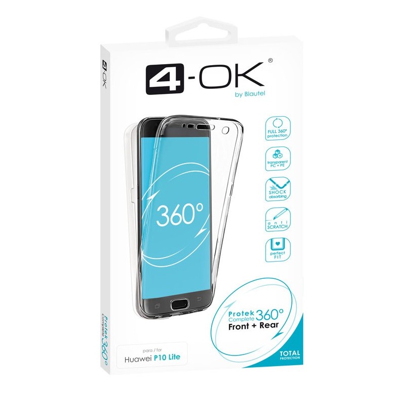 Ochranný kryt 4-OK Protek 360 pre Huawei P10 Lite, transparentná