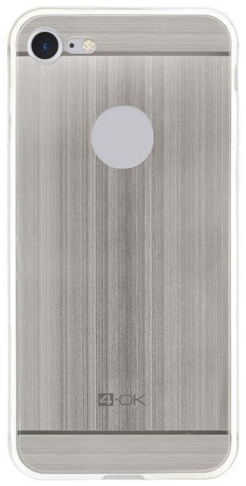 Zadný TPU kryt 4-OK Metal pre Apple iPhone 7 Plus, silver