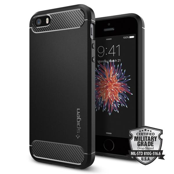 Kryt na mobil Spigen Rugged Armor pro Apple iPhone SE/5s/5, černá