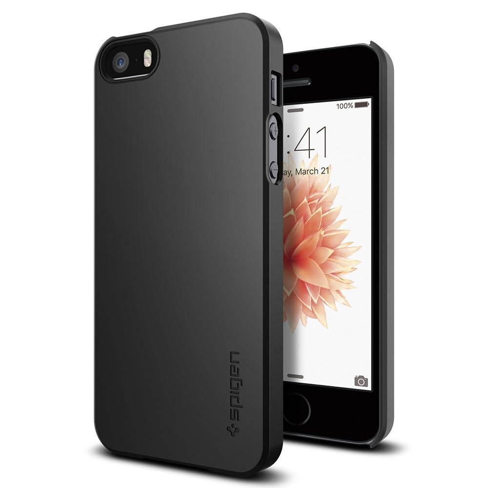 Puzdro Spigen Thin Fit pre Apple iPhone SE / 5 / 5S čierna