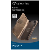 Prémiové kožené puzdro CellularLine Supreme pre Apple iPhone 7/8 hnedé