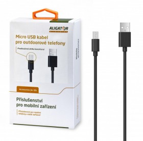 Dátový kábel ALIGATOR s predĺženým microUSB konektorom, 2A, black