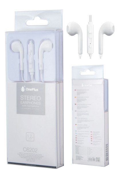 Sluchátka do uší PLUS, s mikrofonem, (C6202), bílá