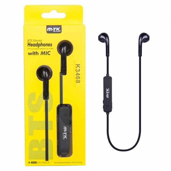 Bluetooth HF sluchátka do uší PLUS, s mikrofonem a tlačítkem K3468 woow, black