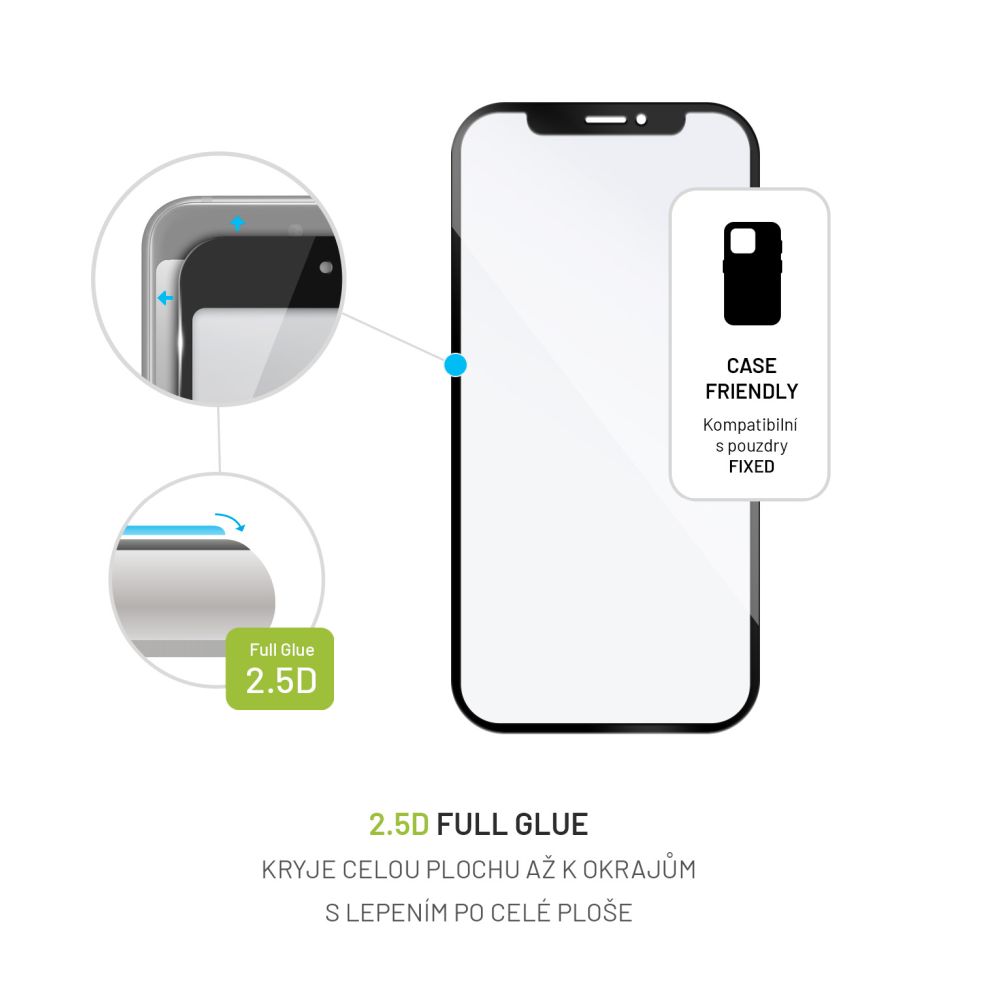 Ochranné tvrzené sklo FIXED Full-Cover pro Huawei Mate 20 Lite, přes celý displej, černé, 0.33 mm