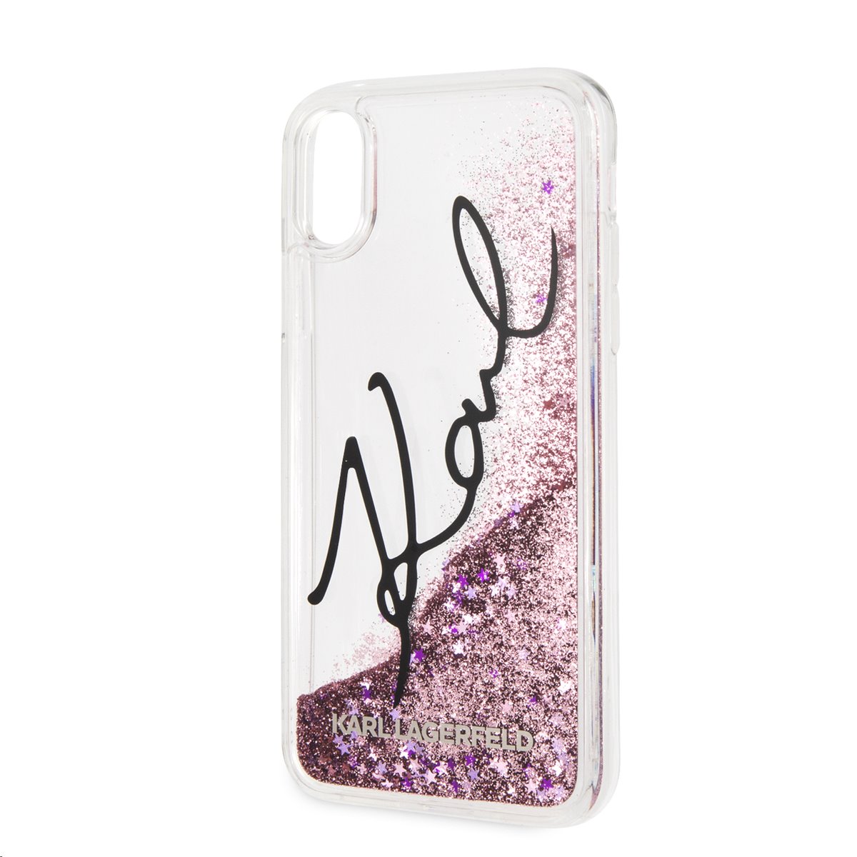 Silikonové pouzdro Karl Lagerfeld Signature Case Glitter Star na iPhone X,pink