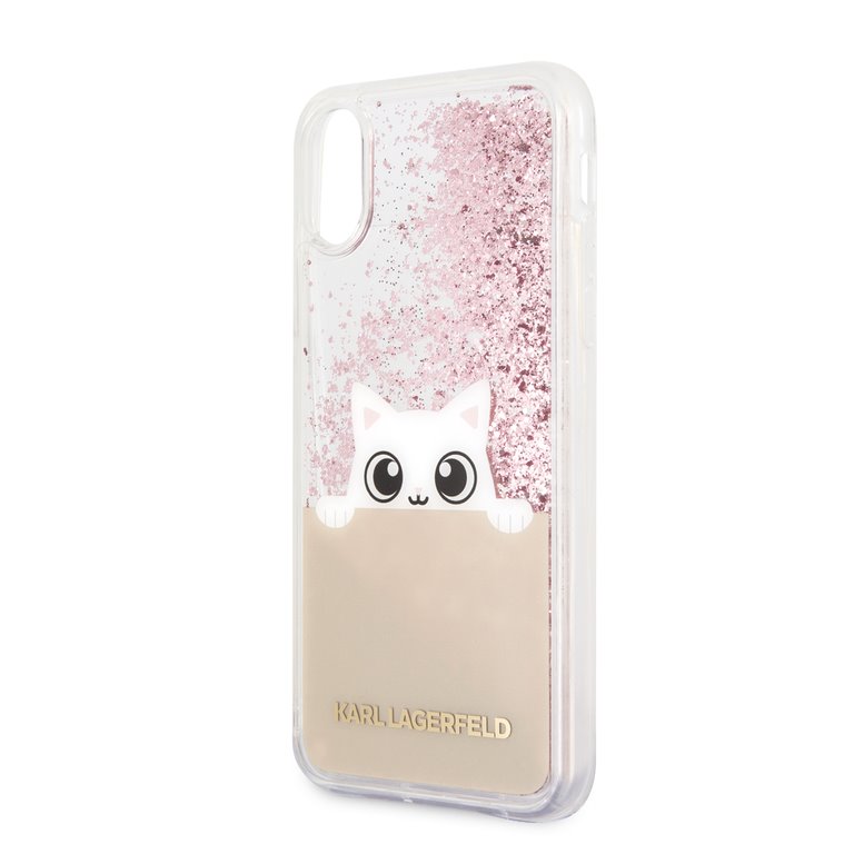 Silikonové pouzdro Karl Lagerfeld Peek a Boo Case Glitter na iPhone XR,pink