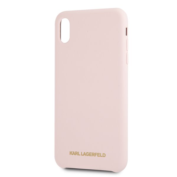 Silikonové pouzdro Karl Lagerfeld Gold Logo Silicone Case na iPhone XR,pink