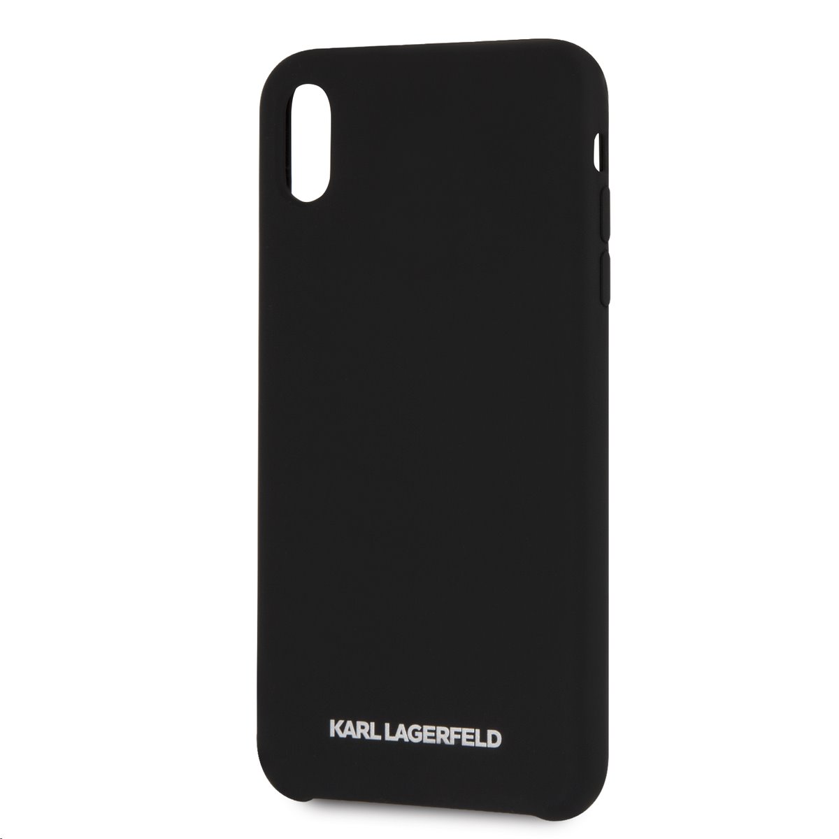 Silikonové pouzdro Karl Lagerfeld Silver Logo Silicone Case na iPhone XS Max,black