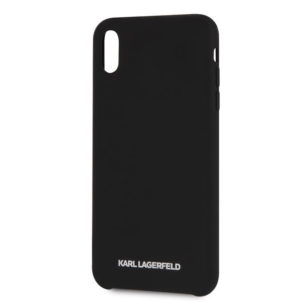 Silikonové pouzdro Karl Lagerfeld Silver Logo Silicone Case na iPhone XR,black