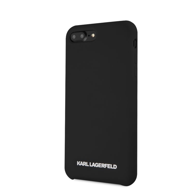 Silikonové pouzdro Karl Lagerfeld Silver Logo Silicone Case na iPhone 7/8 Plus,black