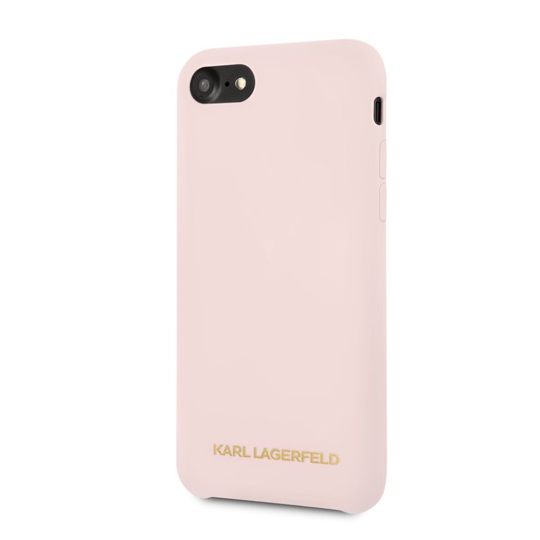 Silikonové pouzdro Karl Lagerfeld Gold Logo Silicone Case na iPhone 7/8,pink
