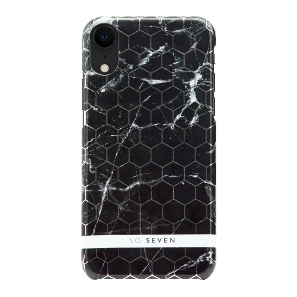Zadní Kryt SoSeven Fashion Milan Hexagonal Marble pro iPhone XR, Black/Silver