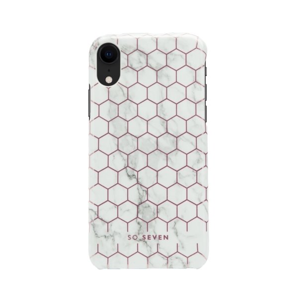 Zadní kryt SoSeven Fashion Milan Hexagonal Marble pro Apple iPhone XR, White/Rose