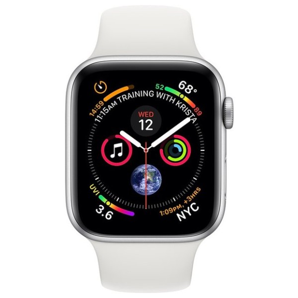 Hodinky Apple Watch Series 4 40mm Silver Aluminium - biely športové pásik