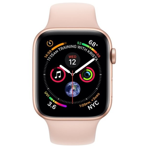 Hodinky Apple Watch Series 4 40mm Rose zlaté Aluminium - pieskovo ružový športové pásik