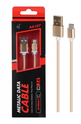 Dátový a nabíjací USB kábel PLUS AA107, pre iPhone lightning, 2A, 1M, Gold