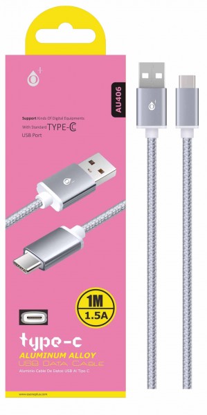 Datový a nabíjecí kabel PLUS AU406, USB-C, Silver