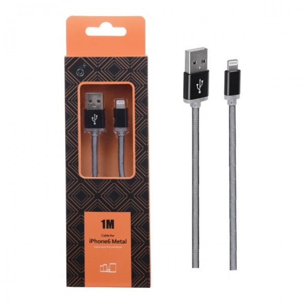 Datový a nabíjecí USB kabel PLUS AA105, pro iPhone lightning, 2A,1M, Black