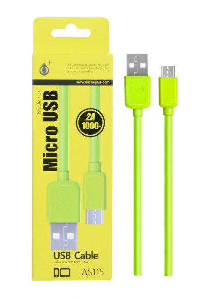 Datový a nabíjecí kabel PLUS AS115, Micro USB, Green