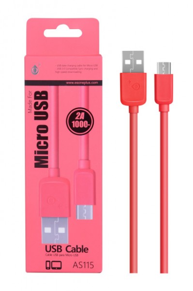 Datový a nabíjecí kabel PLUS AS115, Micro USB, Red