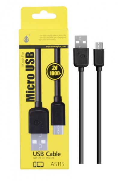 Datový a nabíjecí kabel PLUS, Micro USB, (AS115), Black