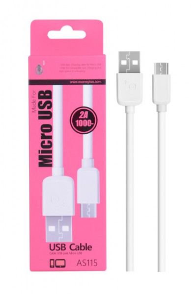 Datový a nabíjecí kabel PLUS, Micro USB, (AS115), White