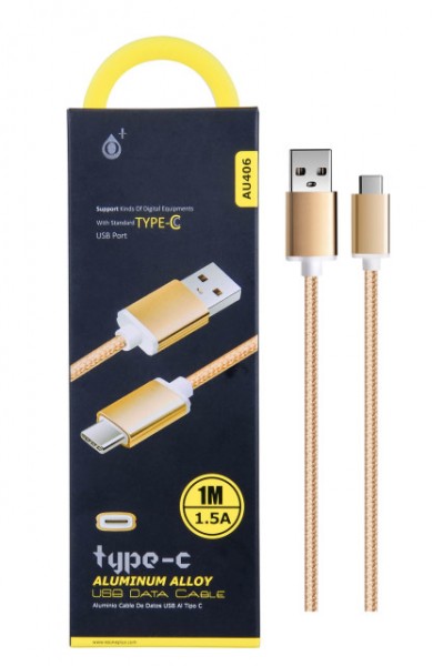 Datový a nabíjecí kabel PLUS AU406, USB-C, Gold