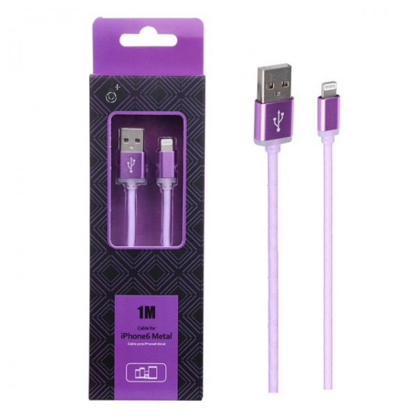 Datový a nabíjecí USB kabel PLUS AA105, pro iPhone lightning, 2A,1M, Purple