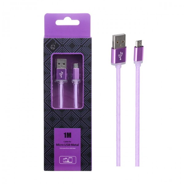 Datový a nabíjecí kabel PLUS AS110 METAL MicroUSB, 1M, Purple