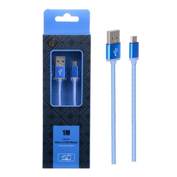 Datový a nabíjecí kabel PLUS AS110 METAL MicroUSB, 1M, Blue