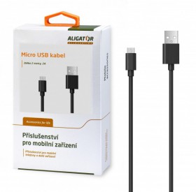 Dátový a nabíjací kábel ALIGATOR AS108, Micro USB, dĺžka 2m, 2A, Black