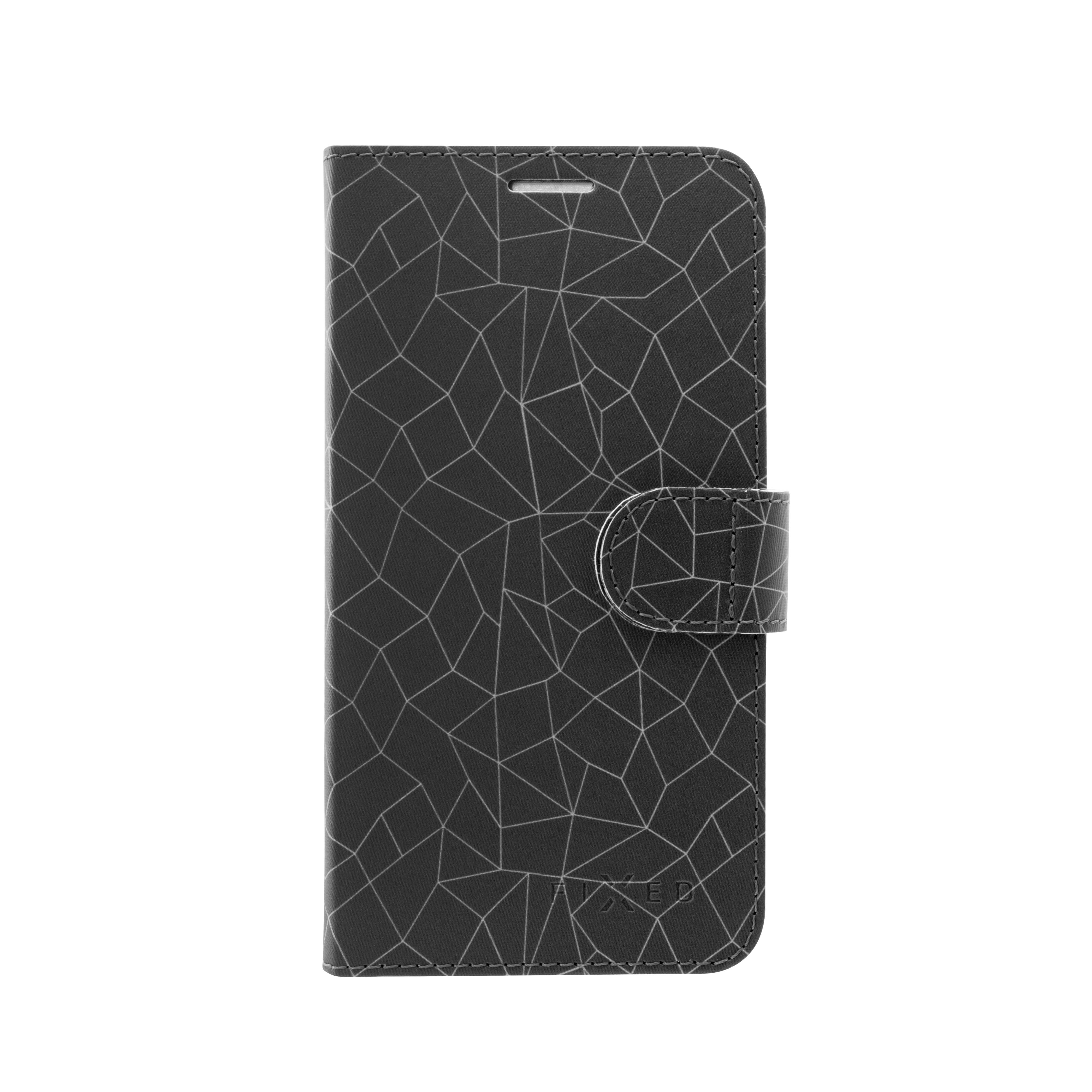 Pouzdro typu kniha FIXED FIT pro Samsung Galaxy J4+, motiv grey mesh