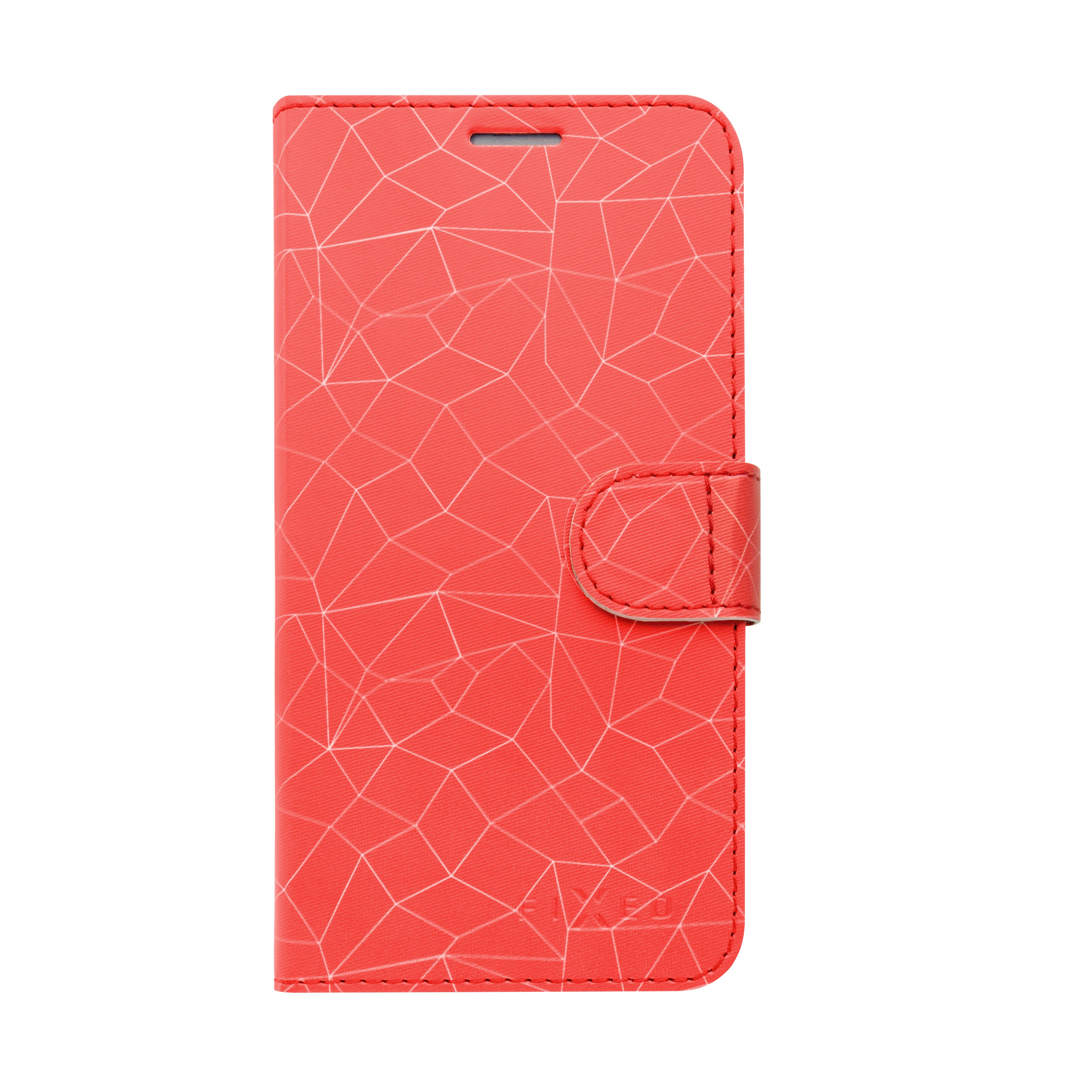 FIXED FIT flipové pouzdro pro Apple iPhone 7/8/SE 2020, motiv red mesh