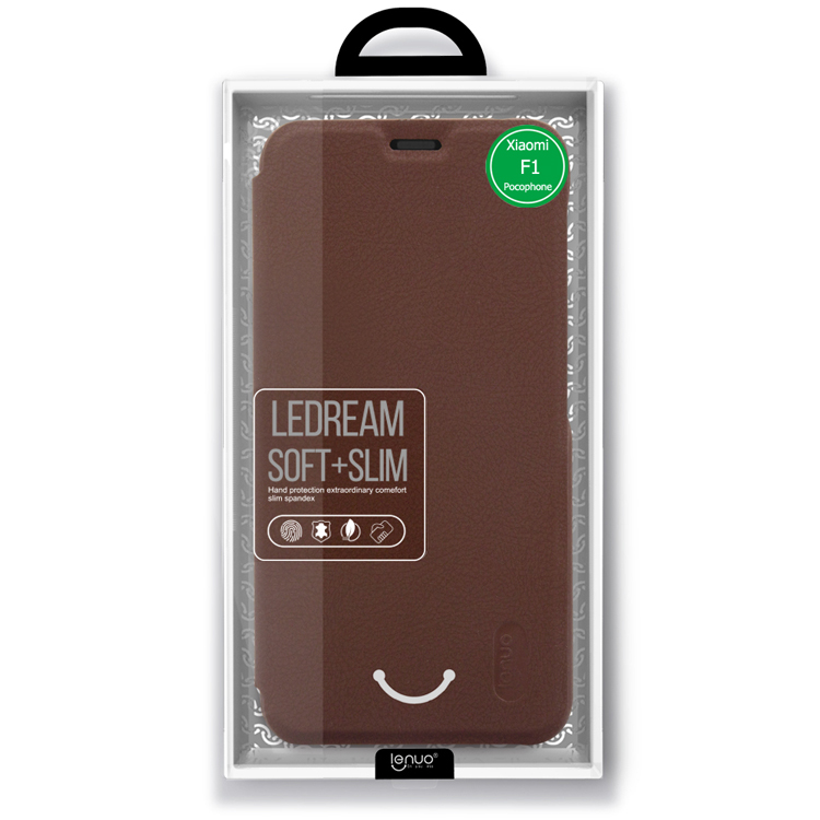 Flipové puzdro Lenu Ledream na Xiaomi Pocophone F1, Brown