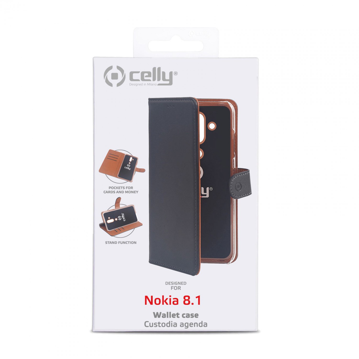 CELLY Wally flipové pouzdro pro Nokia 8.1, černé
