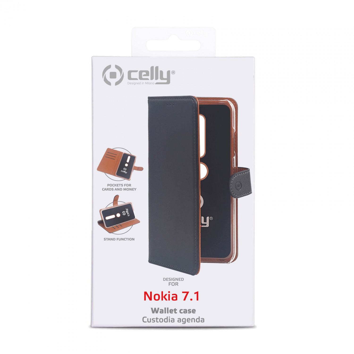 CELLY Wally flipové pouzdro pro Nokia 7.1 černé