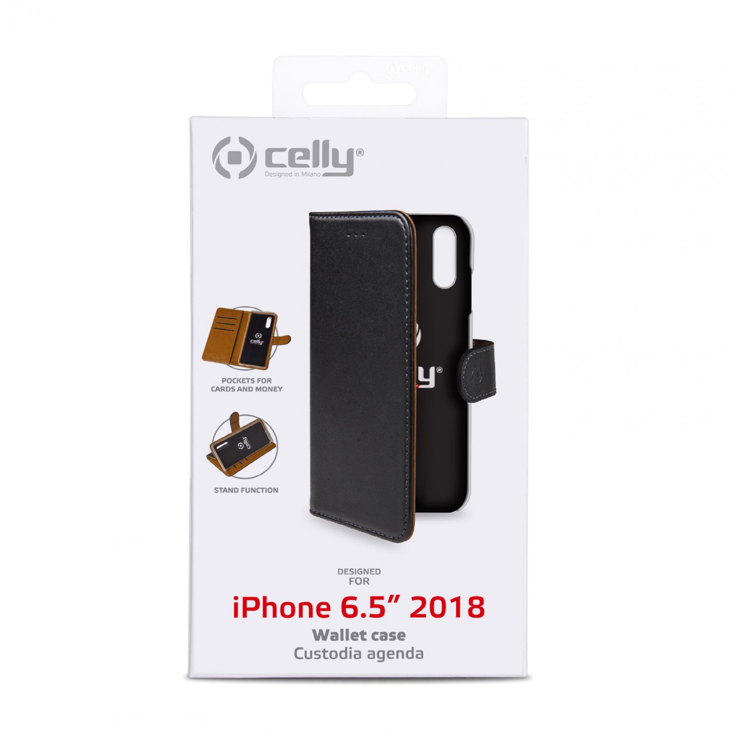 CELLY Wally flipové pouzdro pro Apple iPhone XS Max, černé