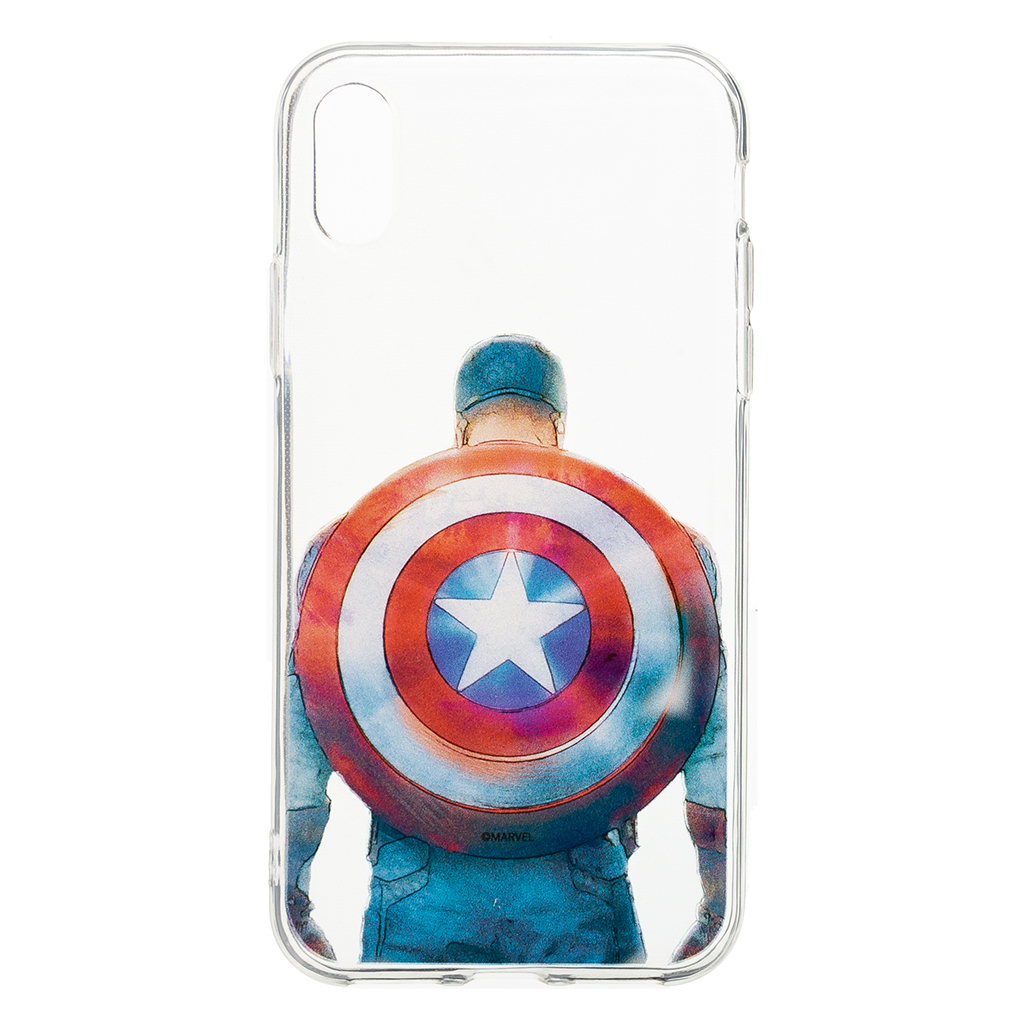 Zadní kryt Marvel Captain America 002 pro Apple iPhone XS, transparent