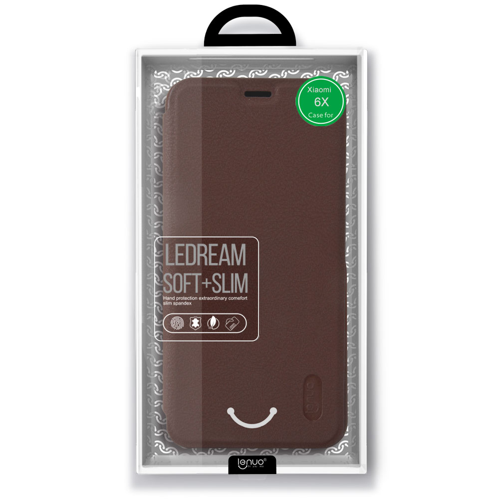 Flipové pouzdro Lenuo Ledream pouzdro pro Xiaomi Mi A2, Brown