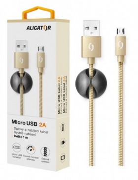 Dátový kábel ALIGATOR PREMIUM 2A, MicroUSB, Gold