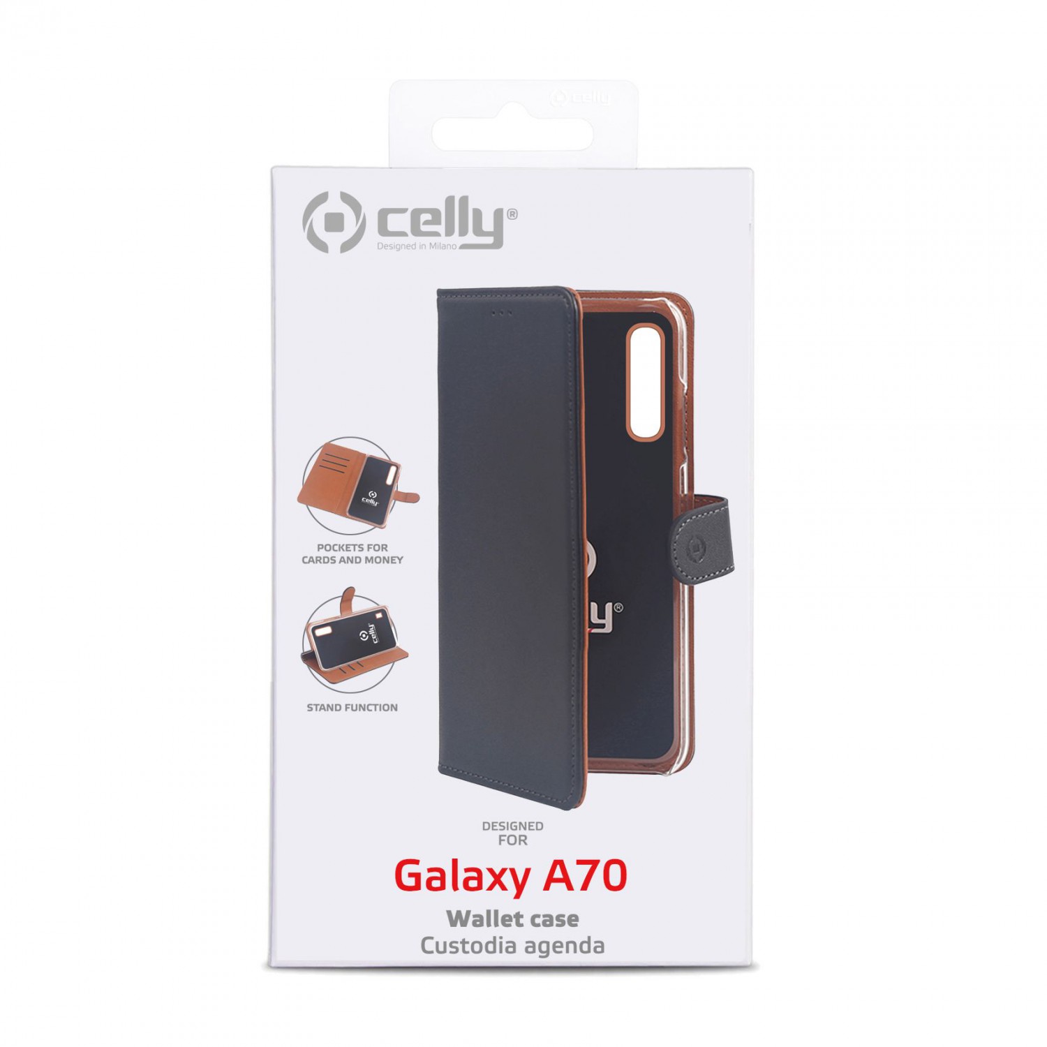 CELLY Wally flipové pouzdro pro Samsung Galaxy A70, černé